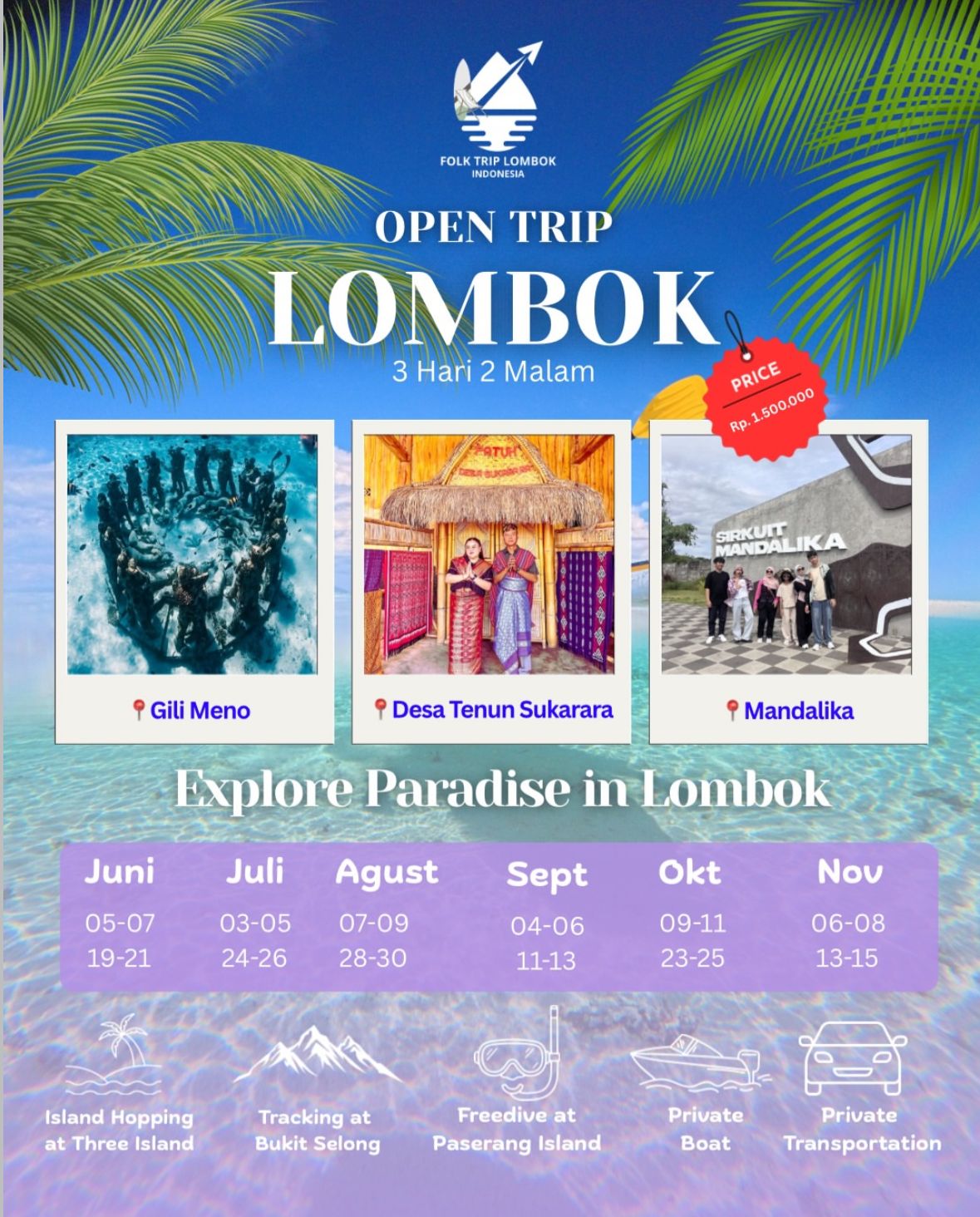 OPEN TRIP LOMBOK 3 HARI 2 MALAM